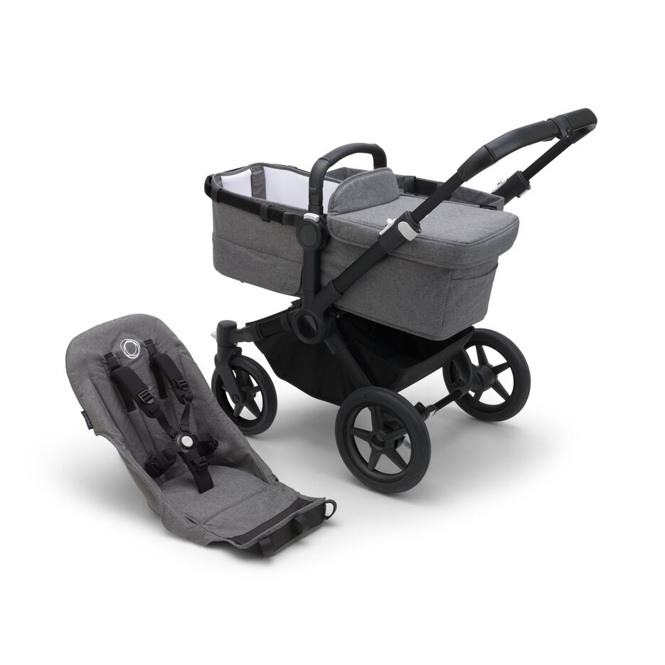 Bugaboo Donkey5 Black Base Grey Mélange Fabric (In Stock Ships Fast!)