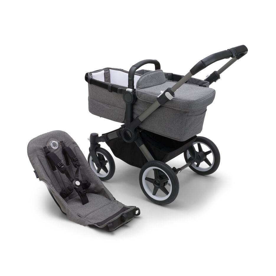Bugaboo Donkey5 Graphite Base Grey Mélange Fabric (In Stock Ships Fast!)
