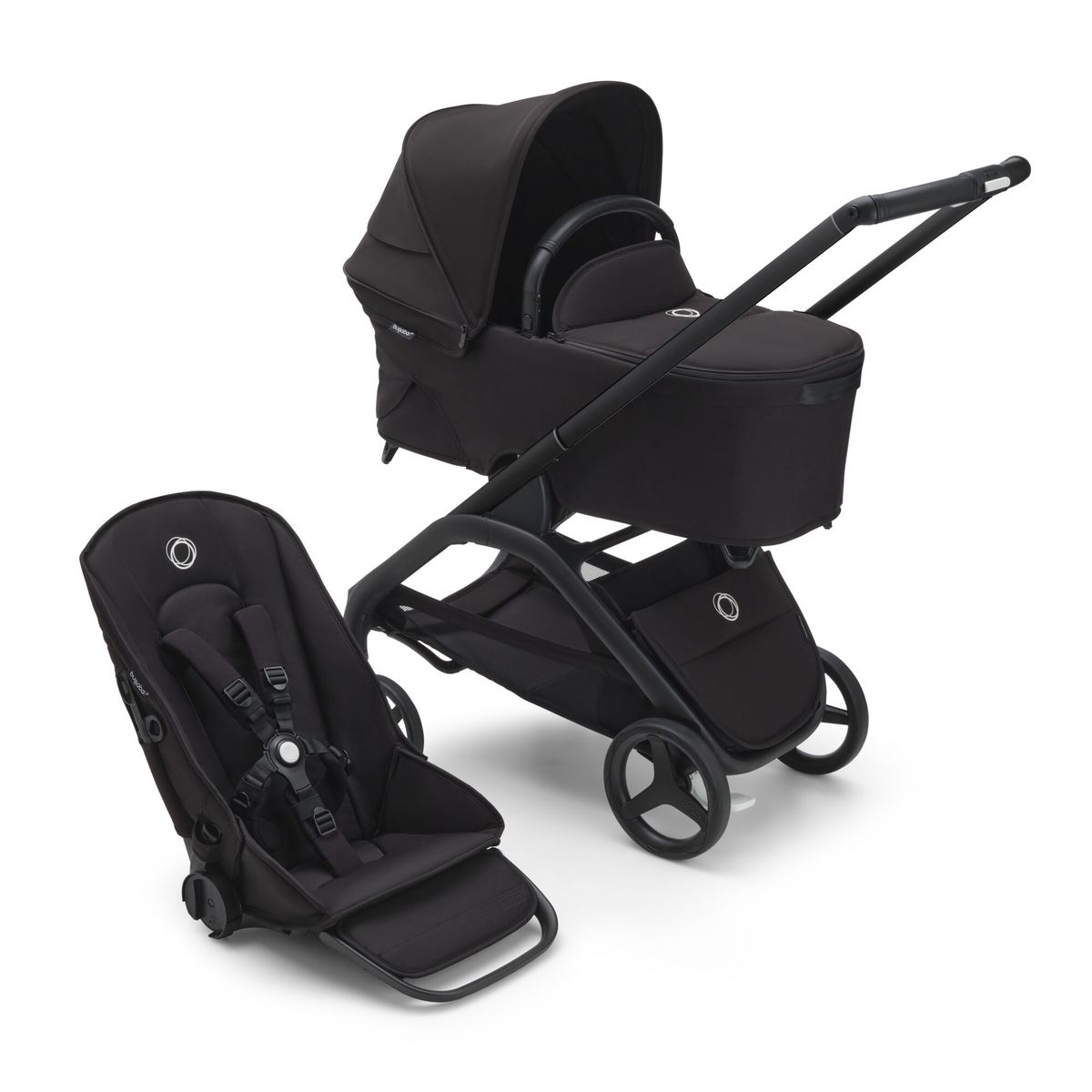 Bugaboo Dragonfly seat and bassinet complete - Black/Midnight Black (Special Order (allow extra time for delivery))