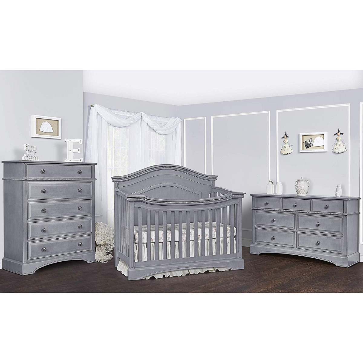 evolur santa fe crib storm grey