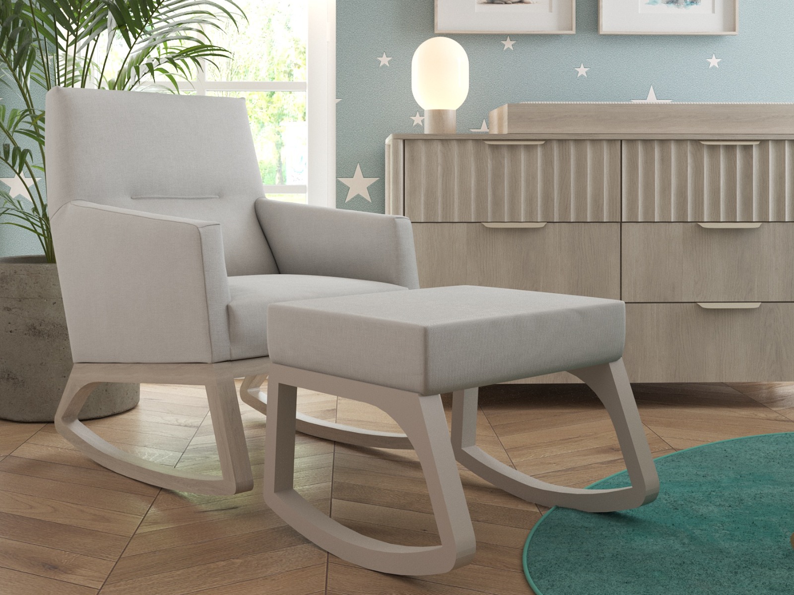 Moonlit Crescent Collection Rocker + Ottoman (Special Order Delivered Localy with Free Delivery & Setup)