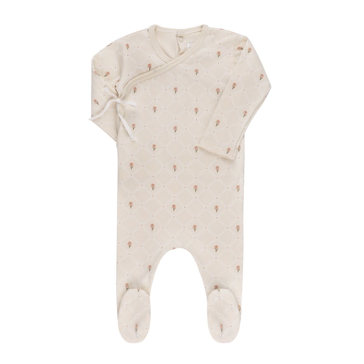 Ely's & Co Jersey Cotton Printed Floral Footie - Ivory Ely's & Co Jersey Cotton Printed Floral Footie - Ivory