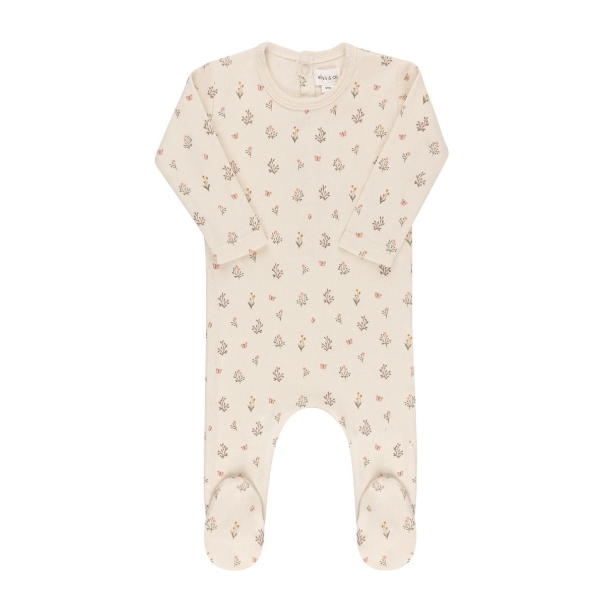 Ely's & Co Garden Floral Print Collection Footie & Bonnet - Ivory Girl Ely's & Co Garden Floral Print Collection Footie & Bonnet - Ivory Girl