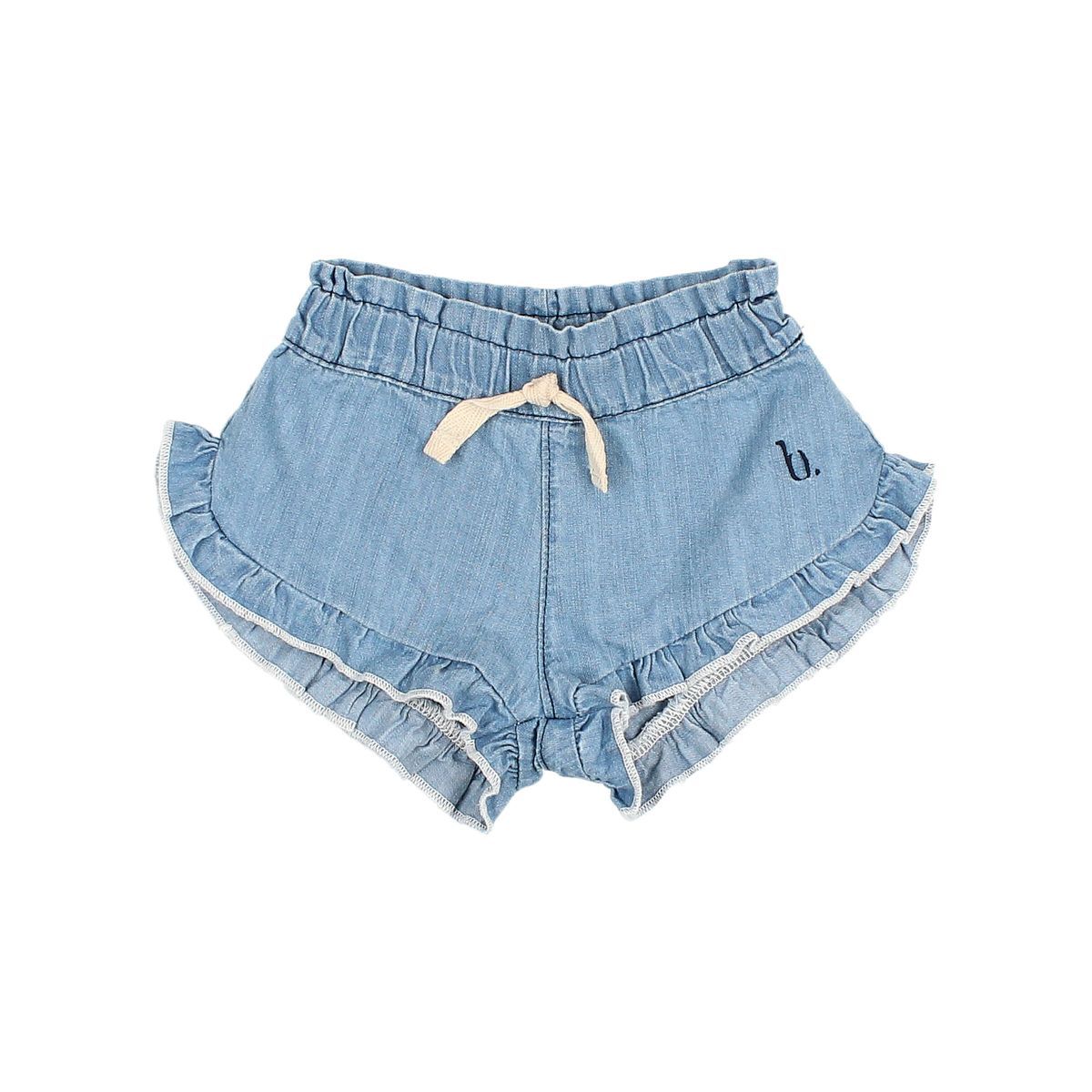 【BAON】24SS★ [BAONHAUS] Kumon Flower Denim Shorts Vintage 1980s Floral Print Jean Shorts - Pastel Flower