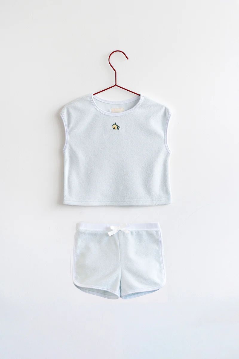 Please Mom Blue Terry Lemon Tank Set Please Mom Blue Terry Lemon Tank Set