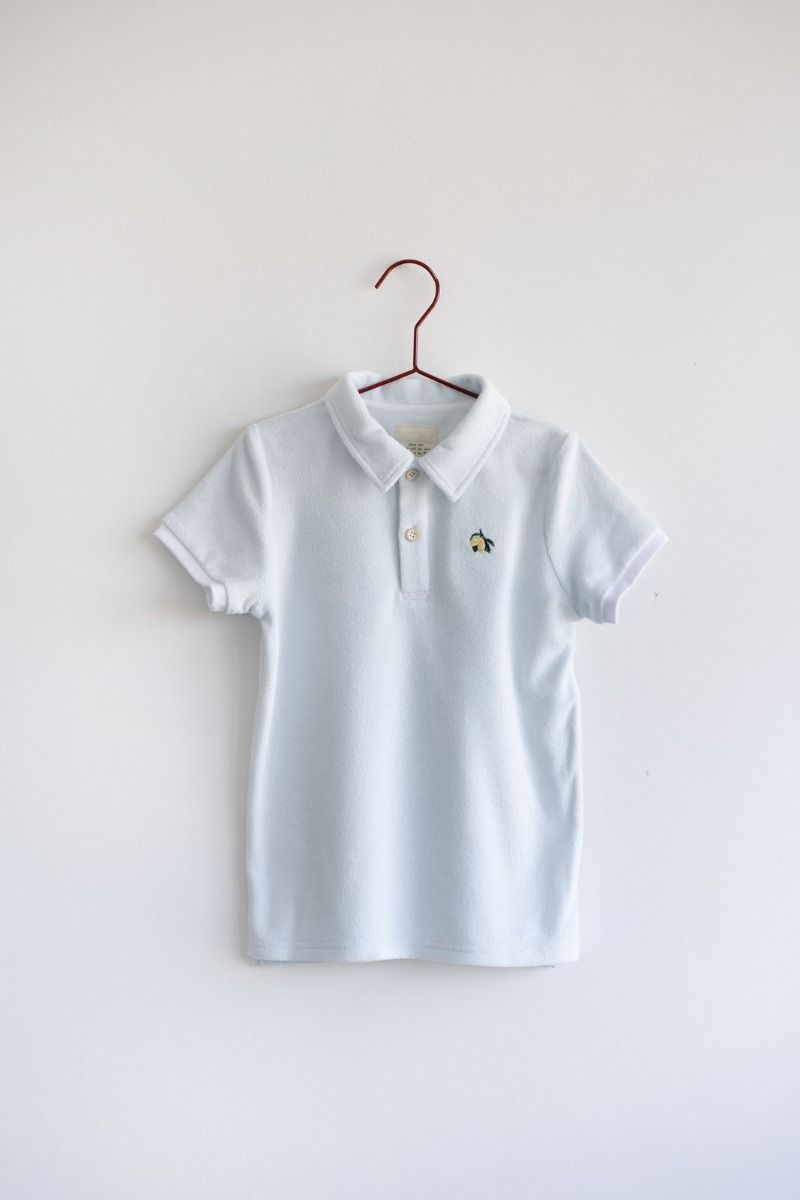 Please Mom Blue Terry Polo Please Mom Blue Terry Polo
