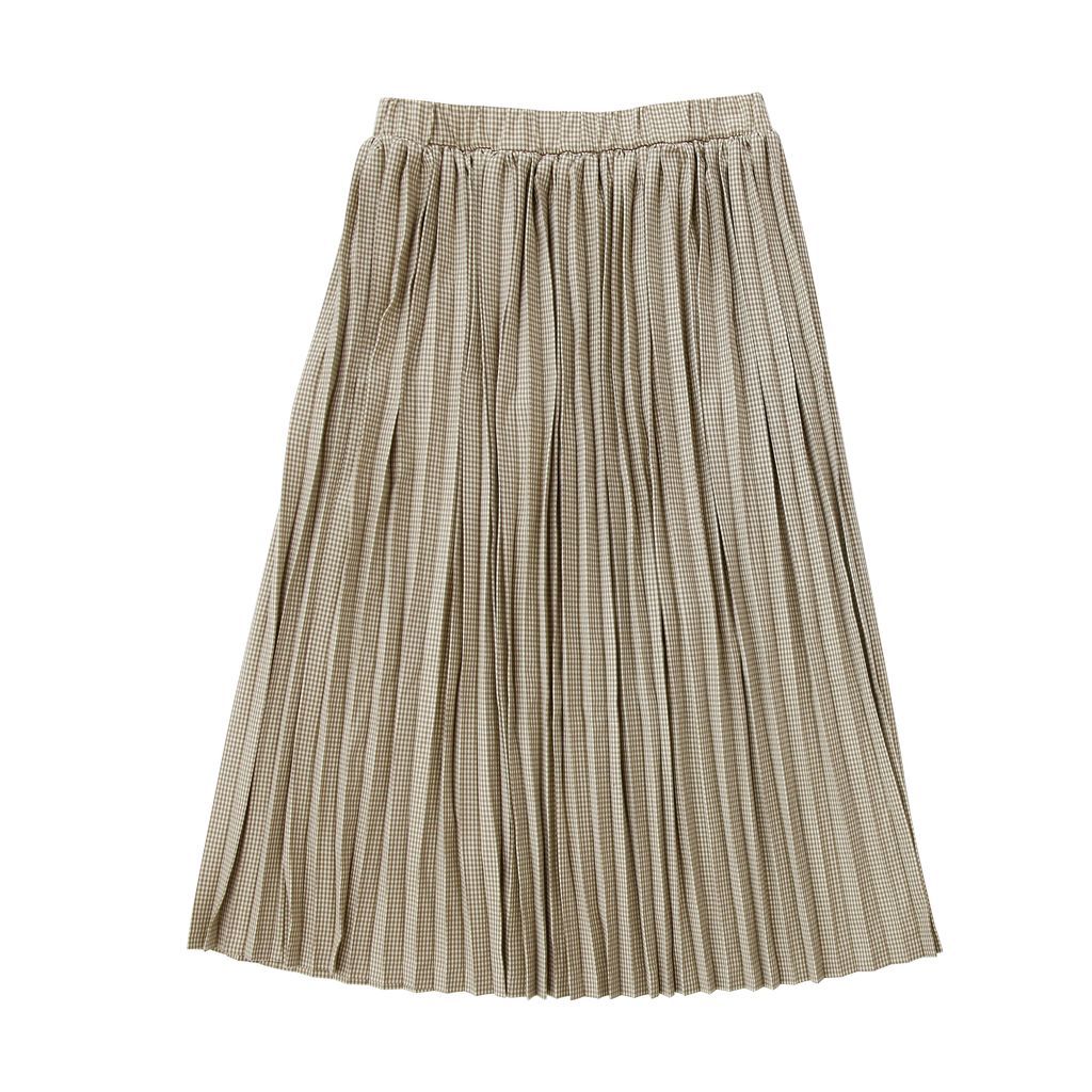 スカート andmary Coco check pleats skirt beige Coco Blanc Gingham Maxi Skirt Brown