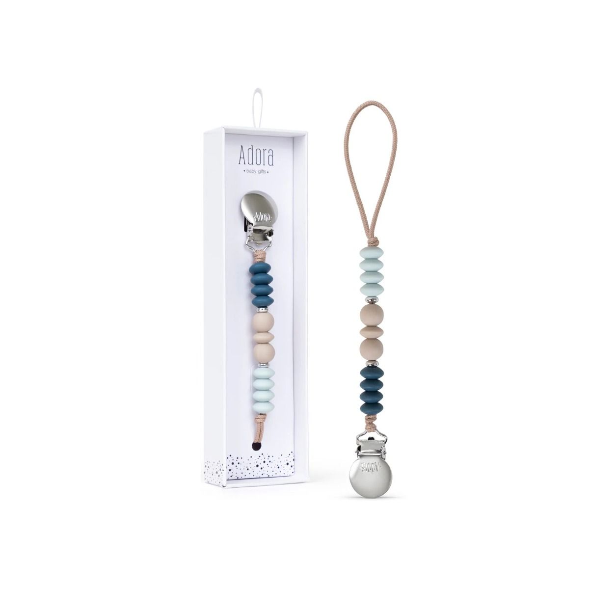 Adora Denim Trio Pacifier Clip Adora Denim Trio Pacifier Clip