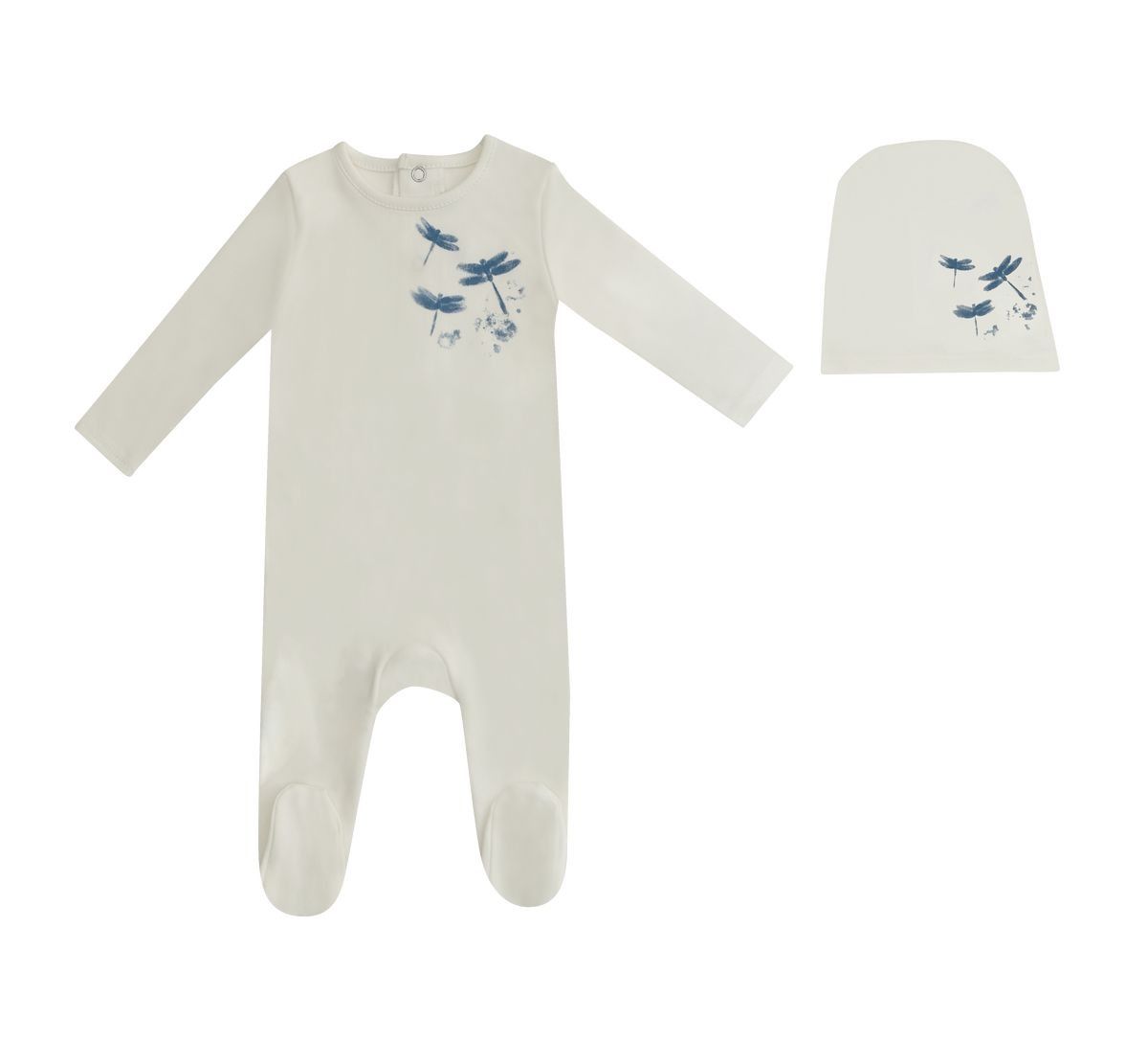 Mini Label Boys Dragonfly Footie & Hat - White Mini Label Boys Dragonfly Footie & Hat - White