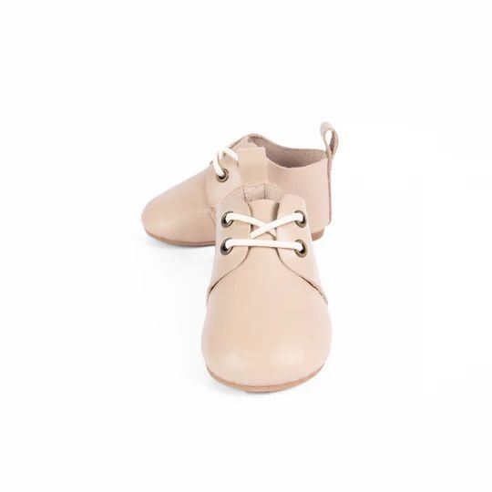 Camille Waverly Baby Lace Tie Shoes - Stone *HARD & SOFT SOLE* Camille Waverly Baby Lace Tie Shoes - Stone *HARD & SOFT SOLE*