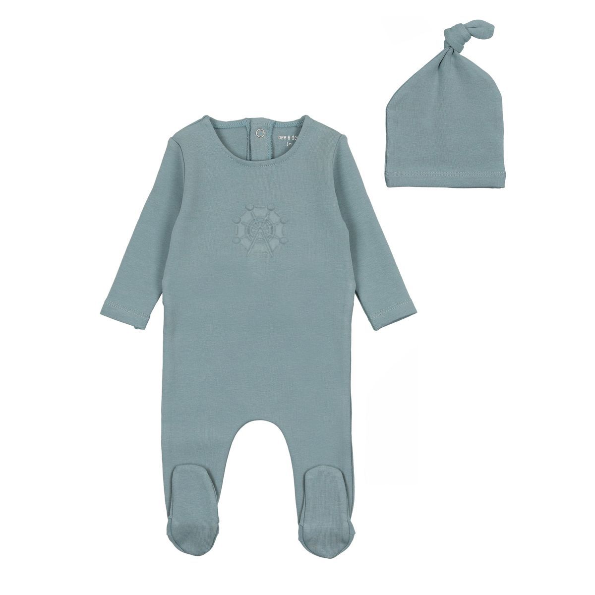 Bee & Dee Embossed Footie with Beanie - Pink Smoke Bee & Dee Embossed Footie with Beanie - Pink Smoke