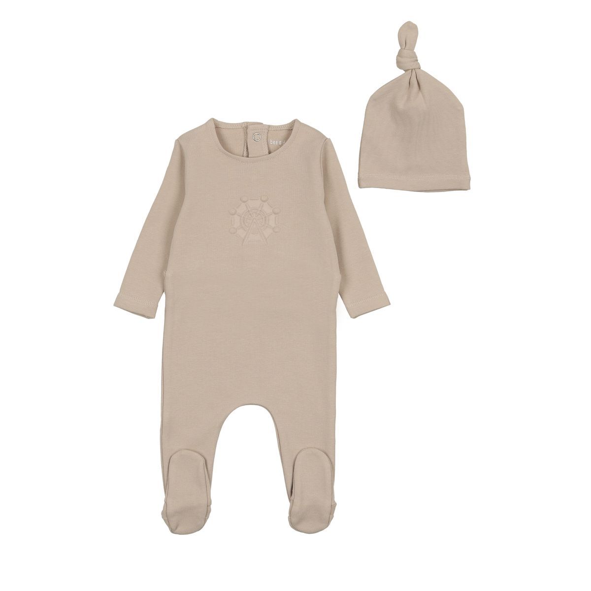 Bee & Dee Embossed Footie with Beanie - Pink Smoke Bee & Dee Embossed Footie with Beanie - Pink Smoke