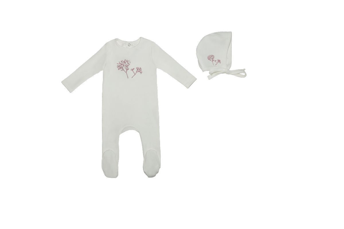 Mini Label Girls Butterfly Footie & Hat - White Mini Label Girls Butterfly Footie & Hat - White