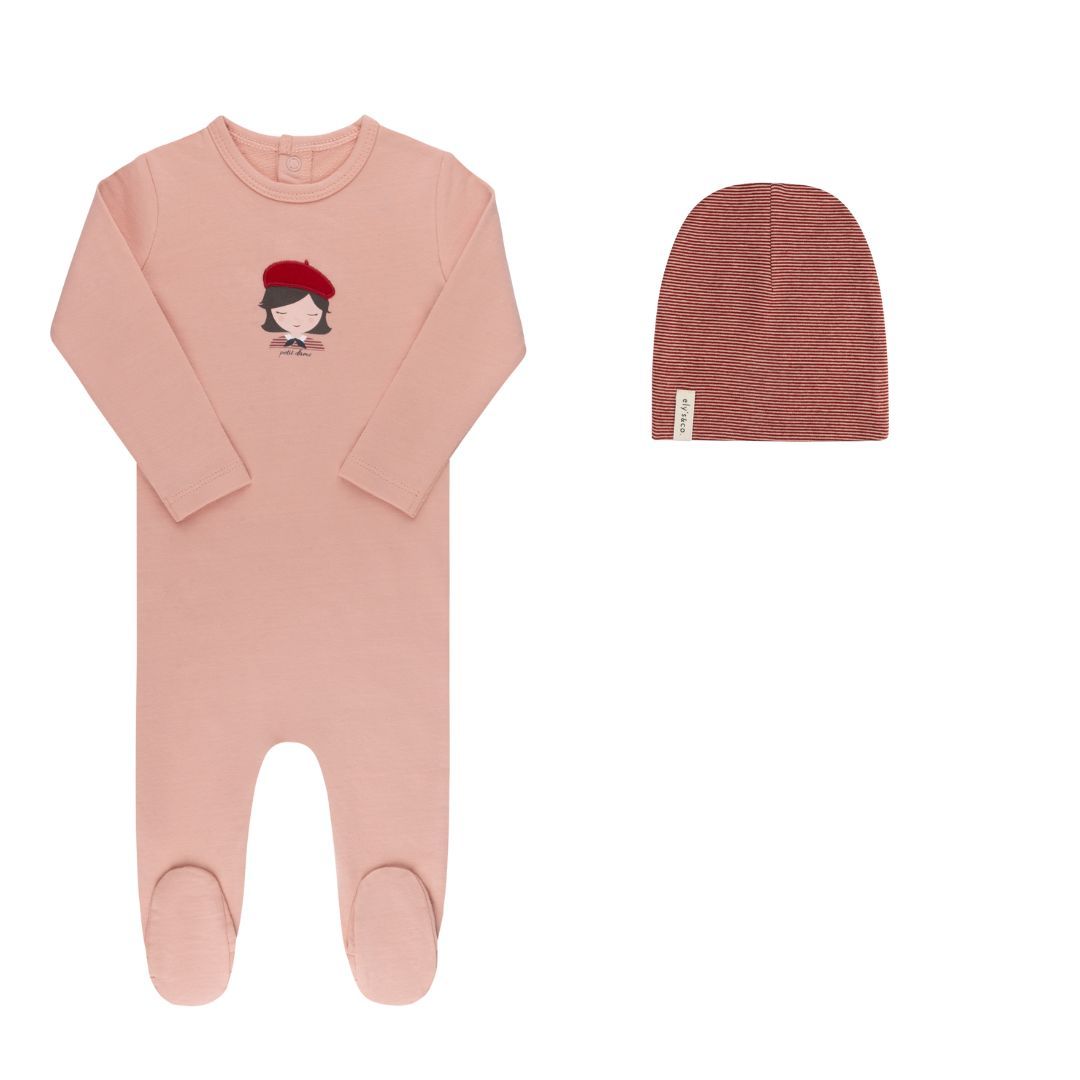Ely's & Co Organic French Terry French Girl Footie - Pink Ely's & Co Organic French Terry French Girl Footie - Pink