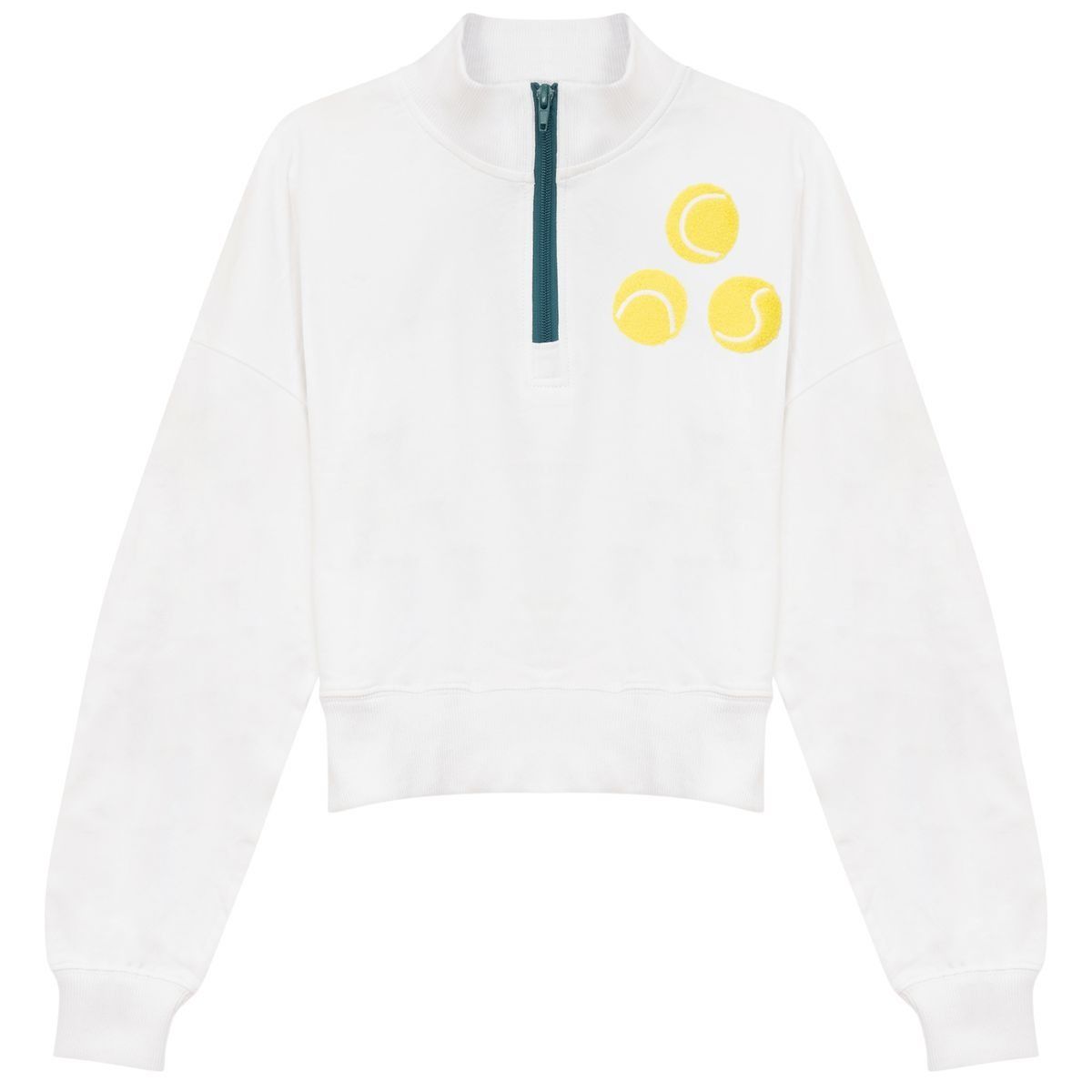 Gem Half Zipped Cropped Tennis Ball Sweatshirt