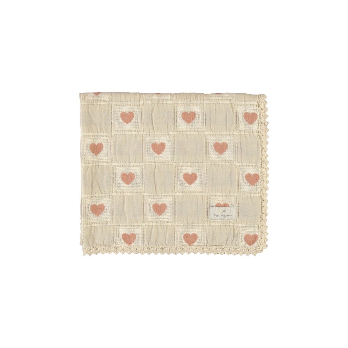 Bebe Organic Heart Blanket Heart Mauve Patchwork