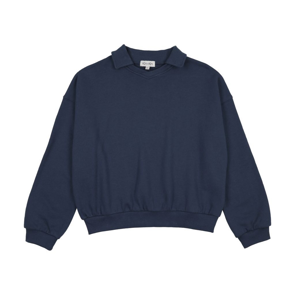 andwangアンドワングKirakira v neckhoodie値下げ不可 Kin+Kin V-neck Collared Sweatshirt Midnight Blue