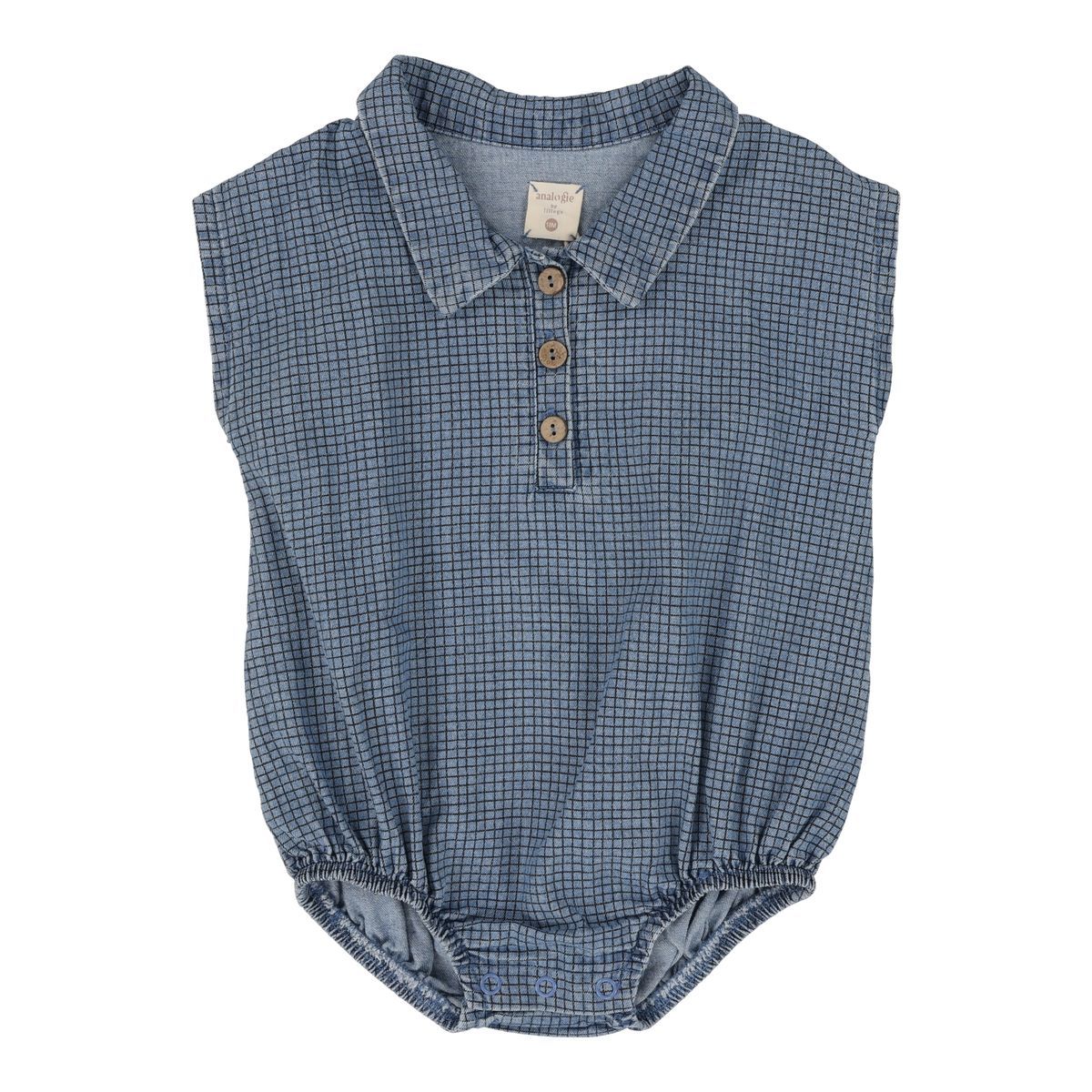 Lil Legs Checked Footie - Denim Lil Legs Checked Footie - Denim