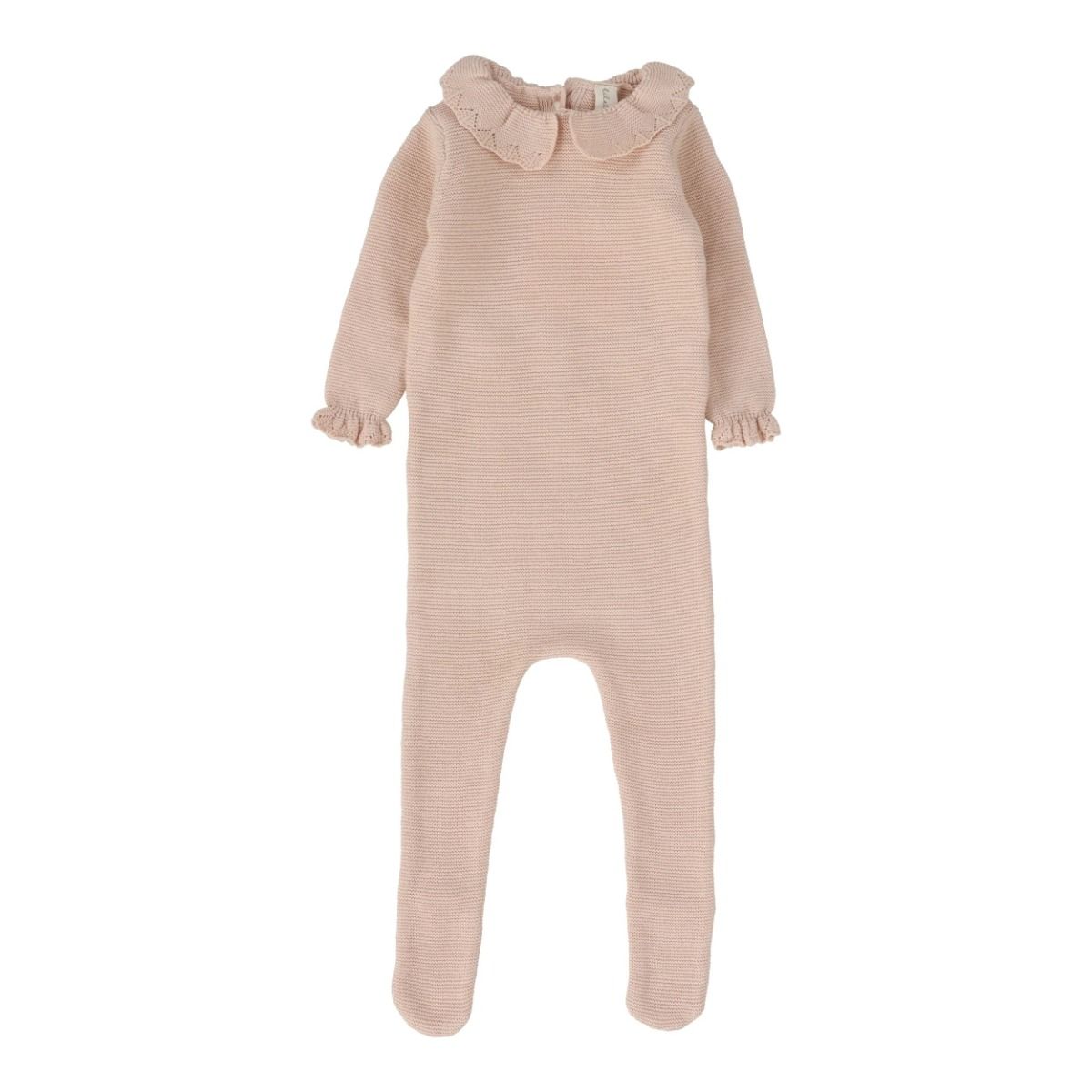 Lilette Knit Collar Ruffle Footie & Bonnet - Cream Lilette Knit Collar Ruffle Footie & Bonnet - Cream