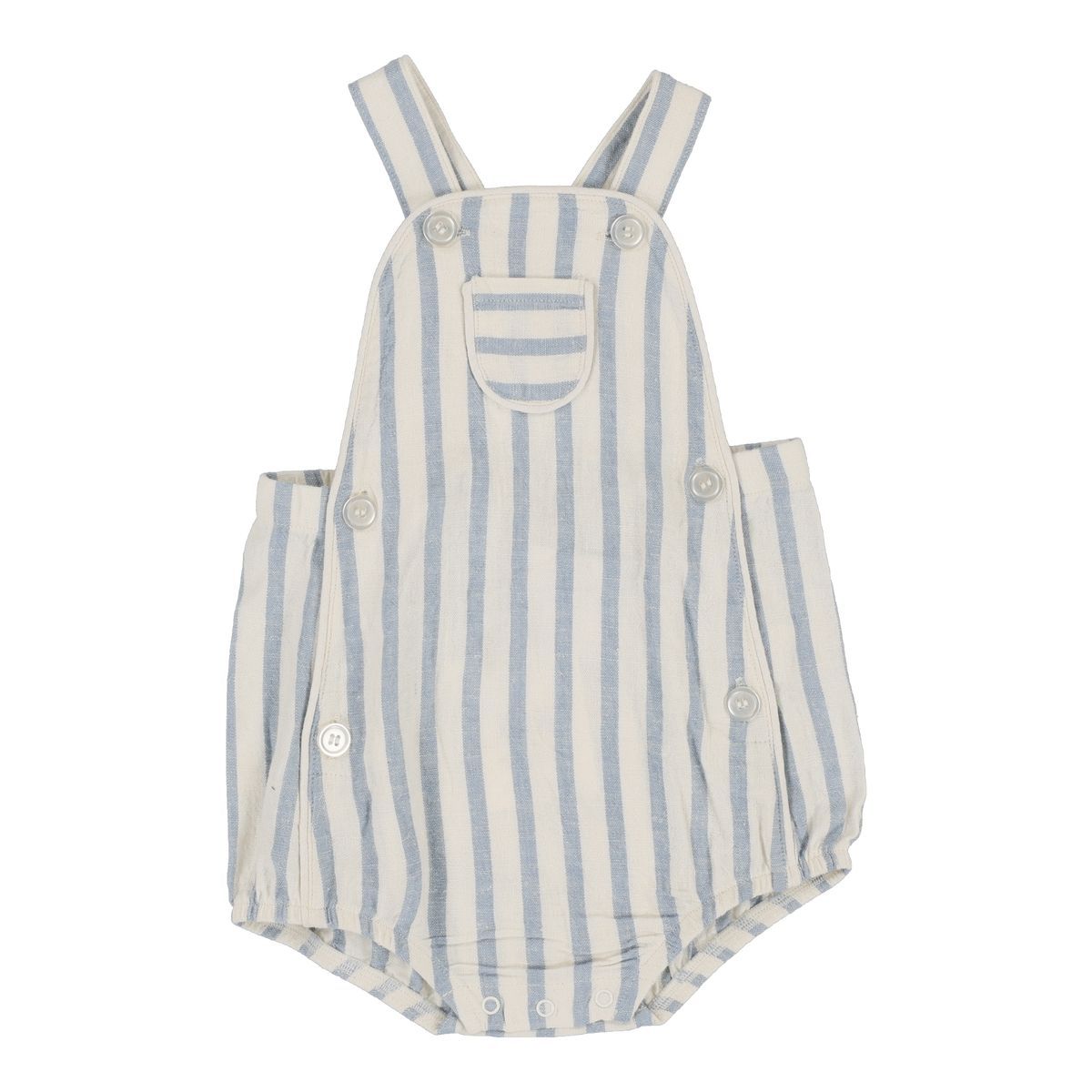 Lil Legs Linen Stripe Pocket Romper - Blue Lil Legs Linen Stripe Pocket Romper - Blue