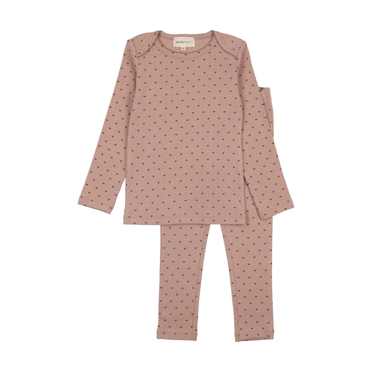 Mema Pointelle Floral Side Snap Footie & Bonnet - Floral Pink Mema Pointelle Floral Side Snap Footie & Bonnet - Floral Pink