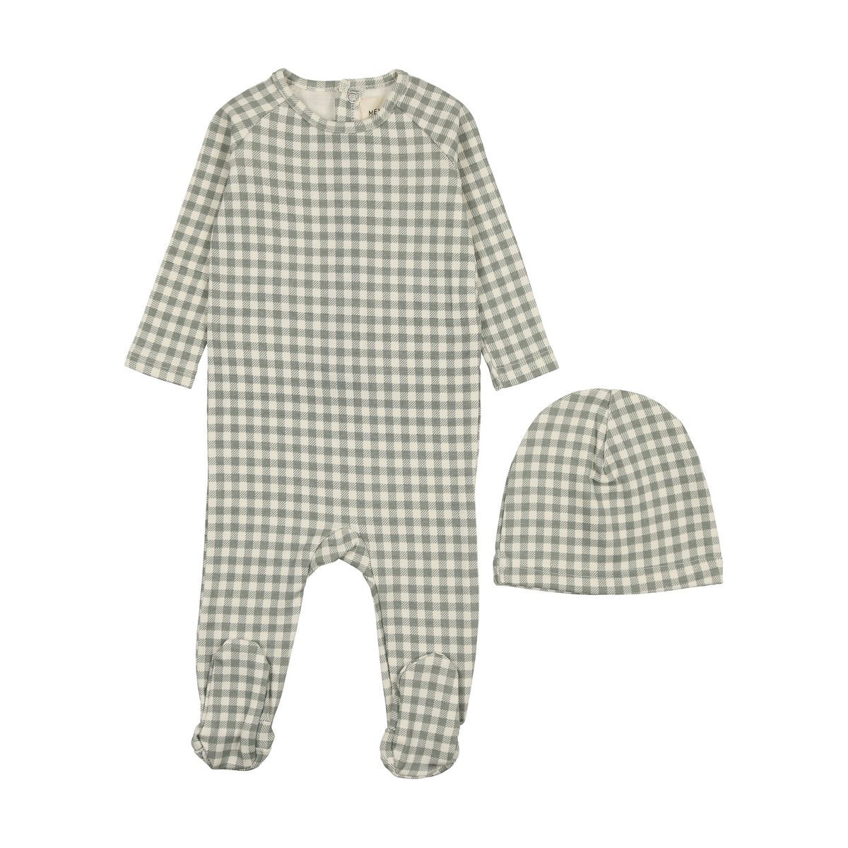 Mema Knits Gingham 3PC Set - Sea Blue Mema Knits Gingham 3PC Set - Sea Blue