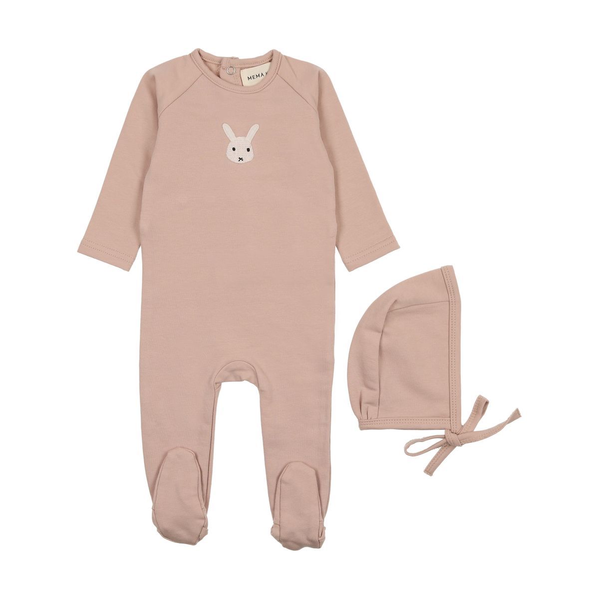 Mema Knits French Terry Embroidered Animal 3PC Set - Winter White Mema Knits French Terry Embroidered Animal 3PC Set - Winter White