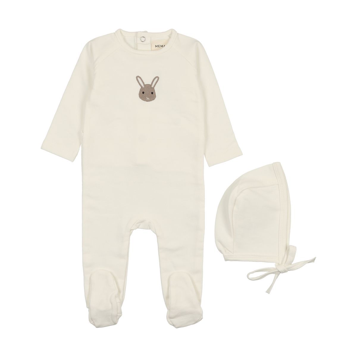 Mema Knits French Terry Embroidered Animal 3PC Set - Winter White Mema Knits French Terry Embroidered Animal 3PC Set - Winter White
