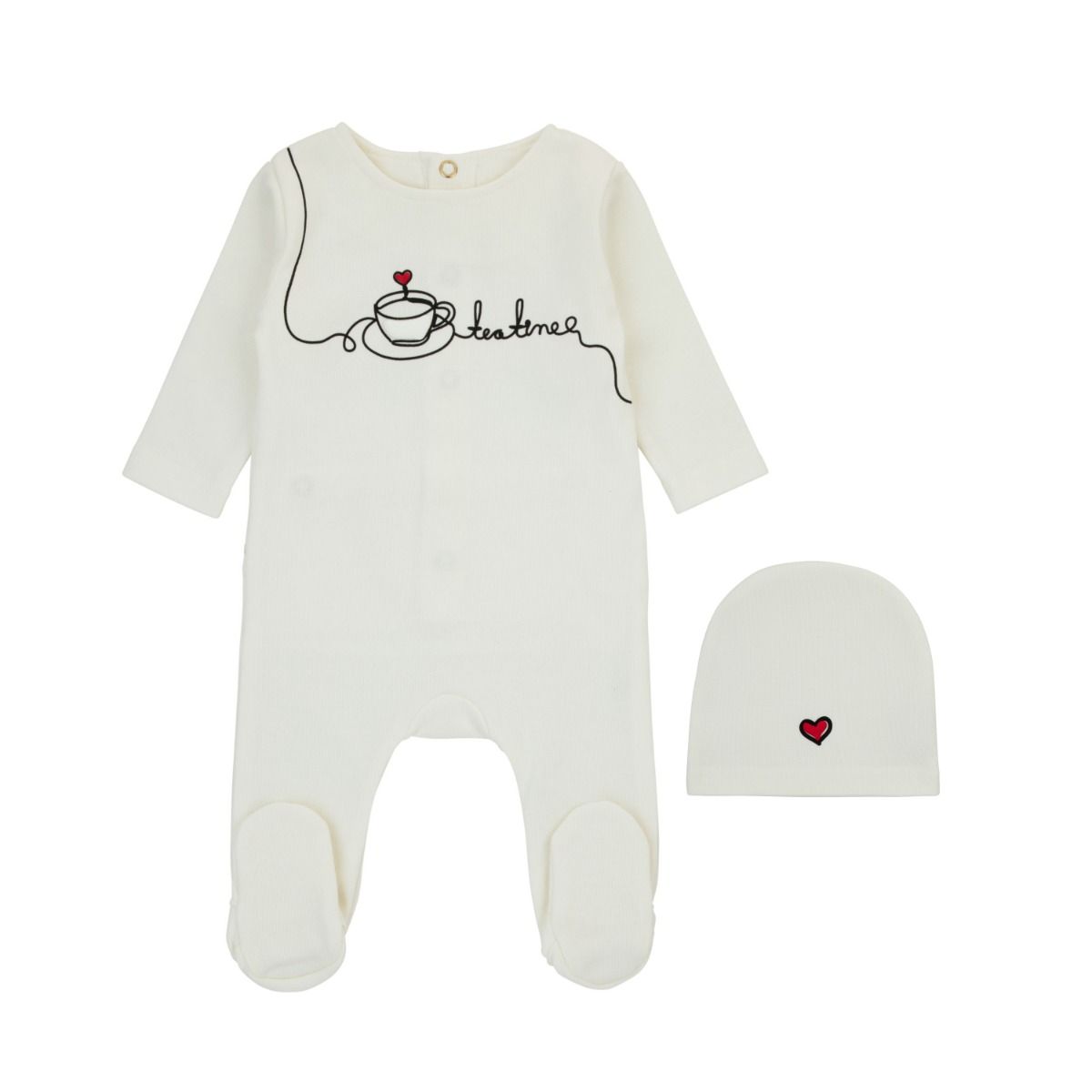 Cadeau Bear Embossed Footie & Beanie - Boys Cadeau Bear Embossed Footie & Beanie - Boys