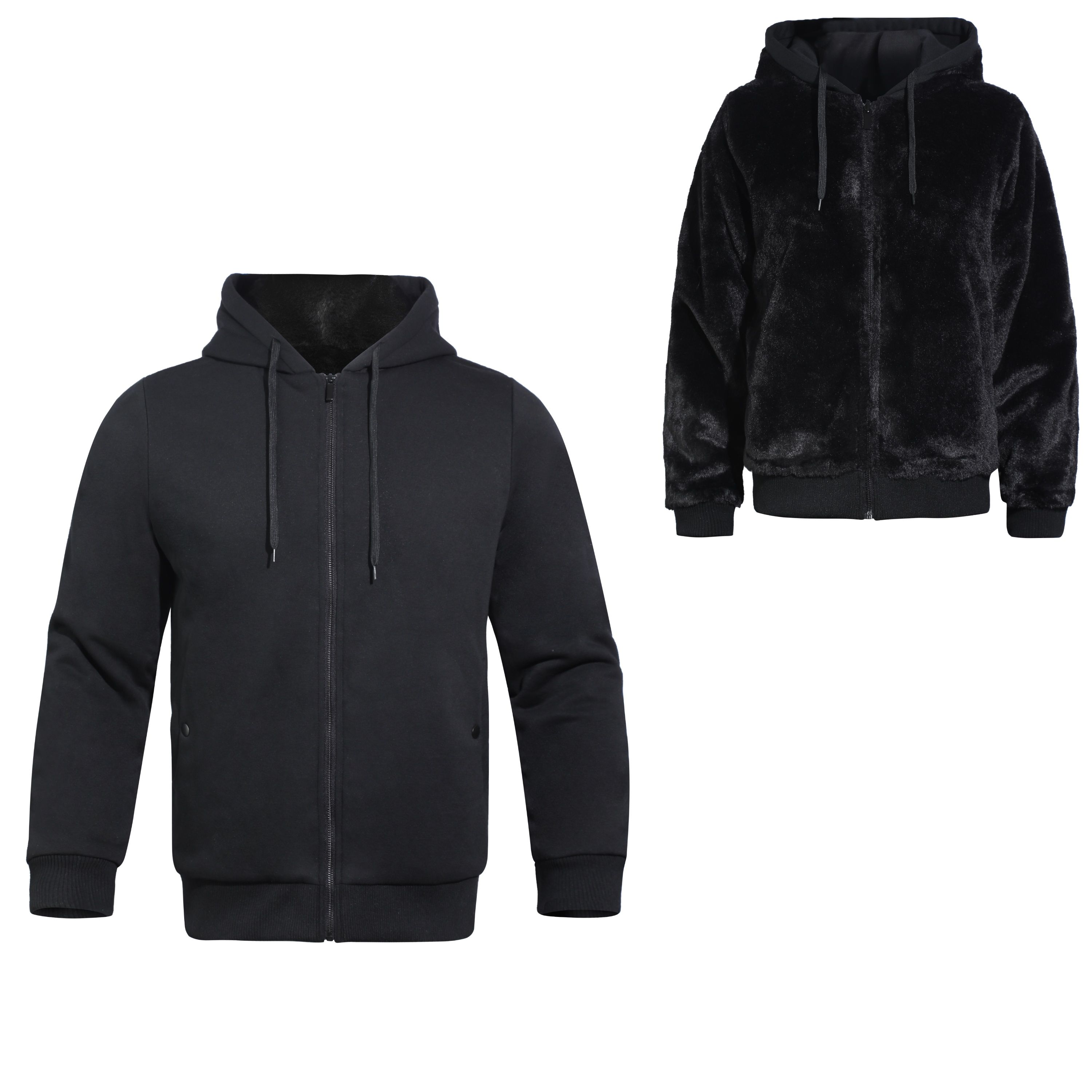Ghi Fur reversible Hoodie Black