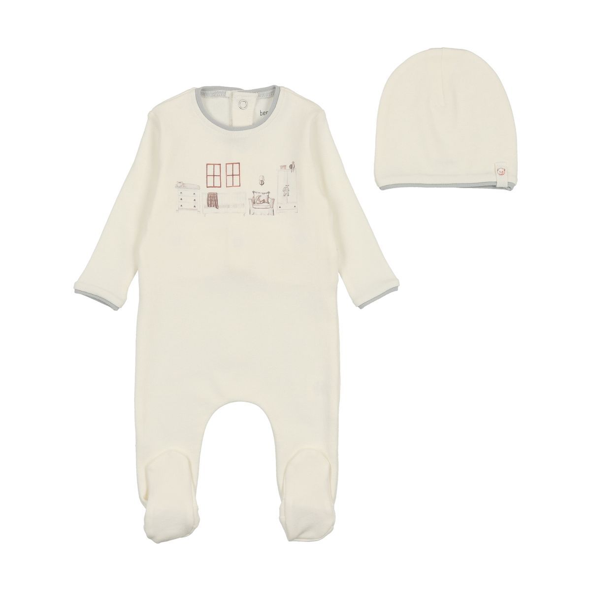 Bee & Dee Little Nursery Footie with Beanie - Ivory/Girls Bee & Dee Little Nursery Footie with Beanie - Ivory/Girls