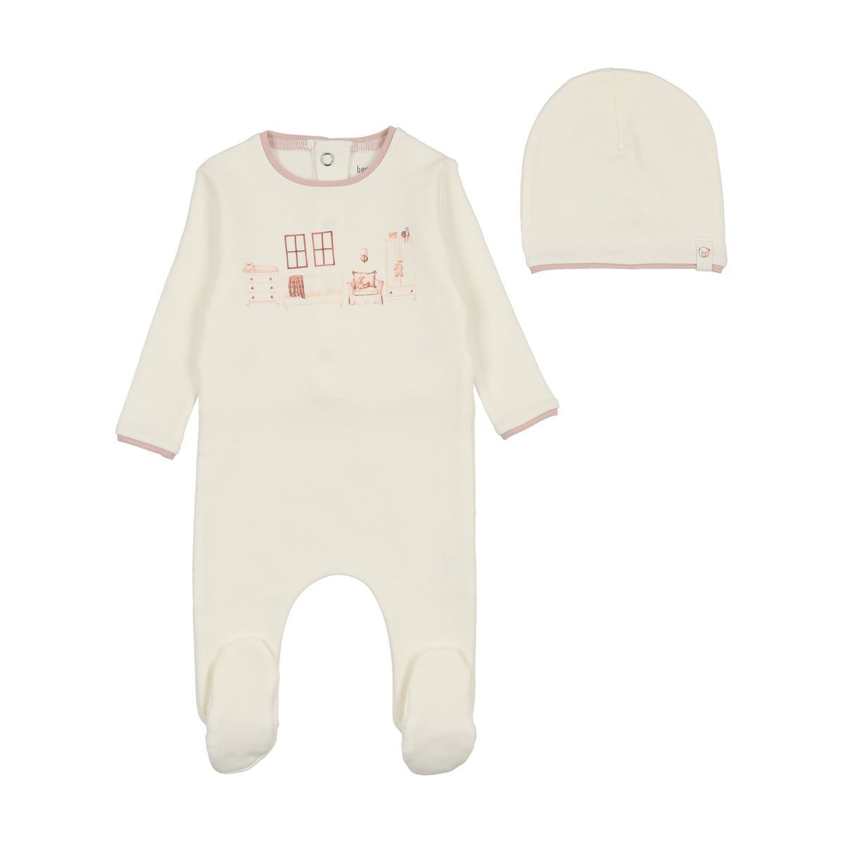 Bee & Dee Little Nursery Footie with Beanie - Ivory/Girls Bee & Dee Little Nursery Footie with Beanie - Ivory/Girls