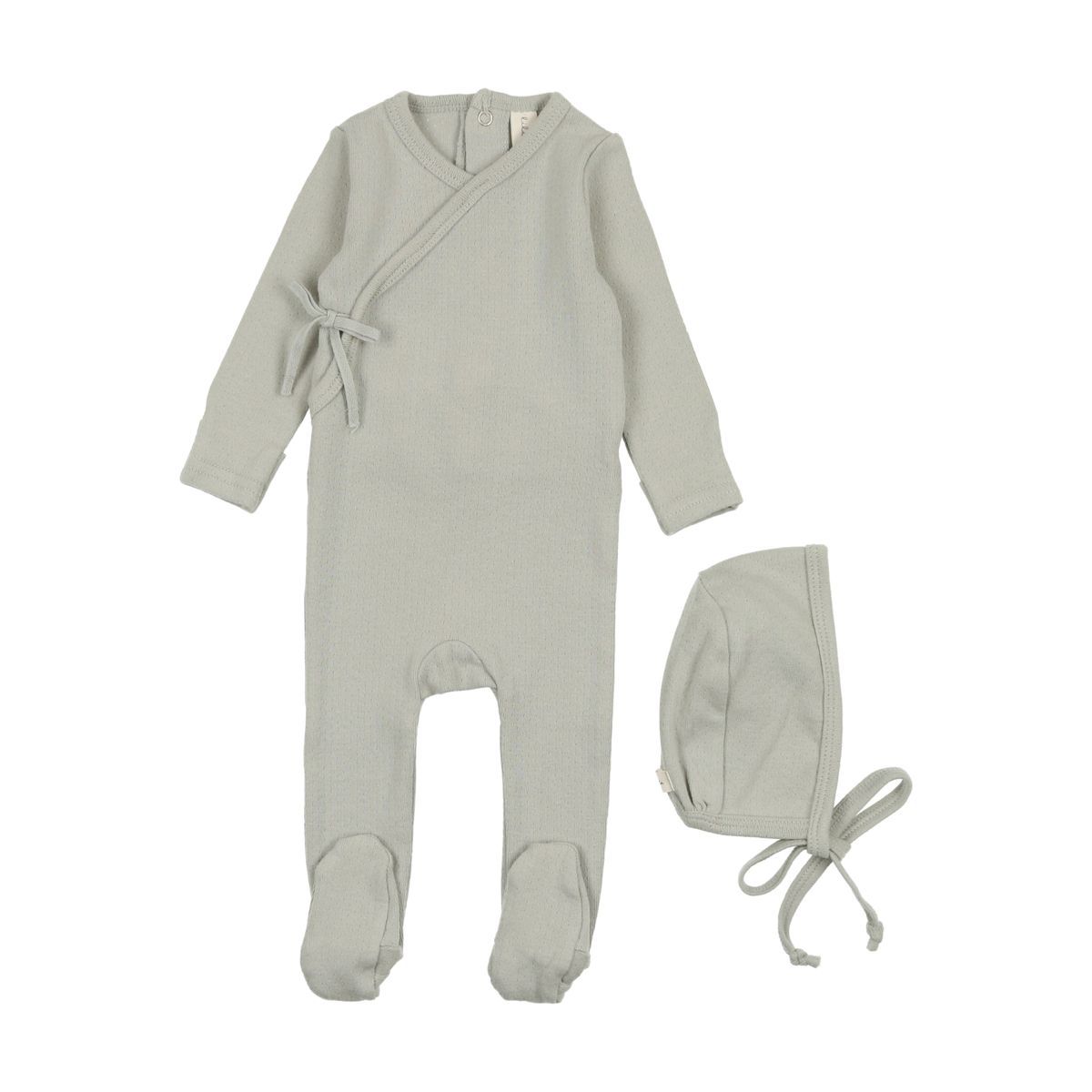 Lil Legs Pinpoint Wrapover Footie - Sea Blue Lil Legs Pinpoint Wrapover Footie - Sea Blue