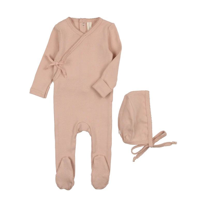 Lil Legs Pinpoint Wrapover Footie - Shell Pink Lil Legs Pinpoint Wrapover Footie - Shell Pink