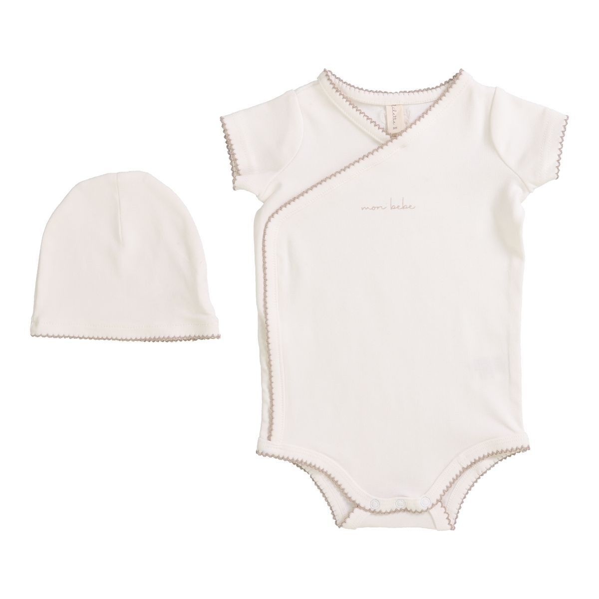 Lilette Scalloped Edge Onesie Set - Winter White/Oat Lilette Scalloped Edge Onesie Set - Winter White/Oat