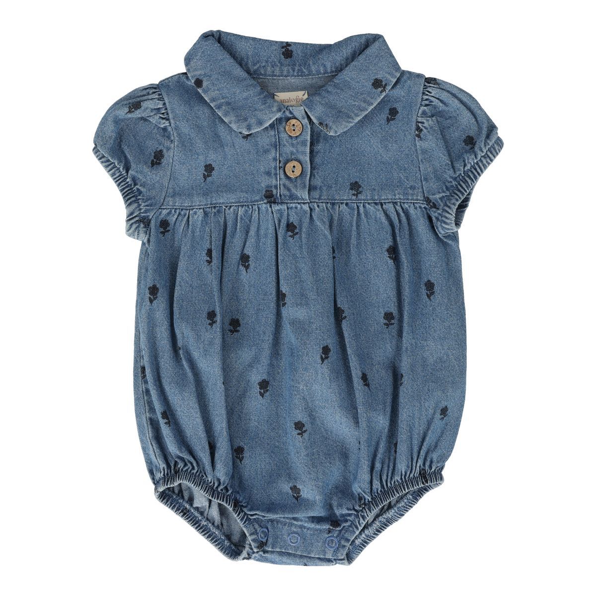 Lil Legs Floral Print Romper - Denim Lil Legs Floral Print Romper - Denim