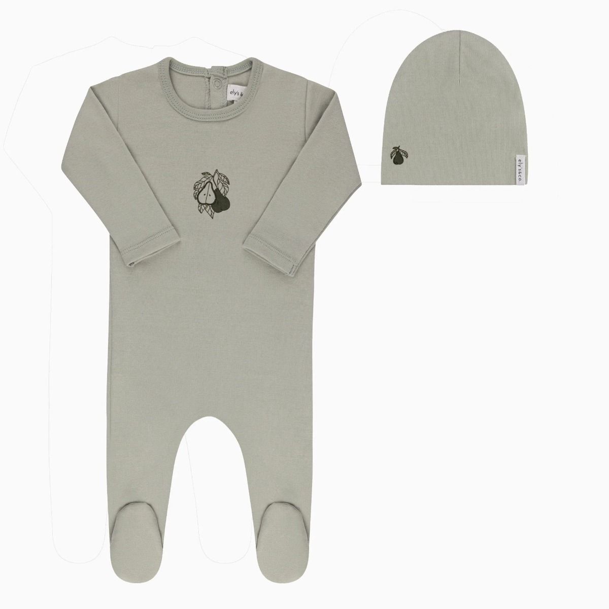 Ely's & Co Fruit Collection Footie & Beanie - Sage Pear Ely's & Co Fruit Collection Footie & Beanie - Sage Pear