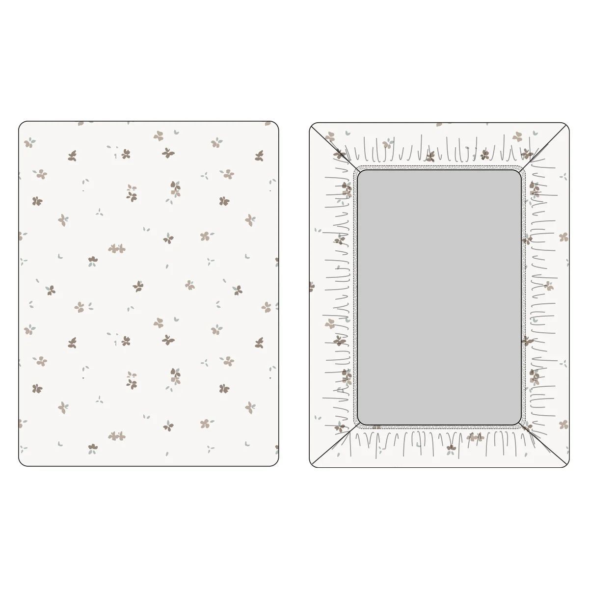Kipp Bud Fitted Porta Crib Sheet - Stone Kipp Bud Fitted Porta Crib Sheet - Stone