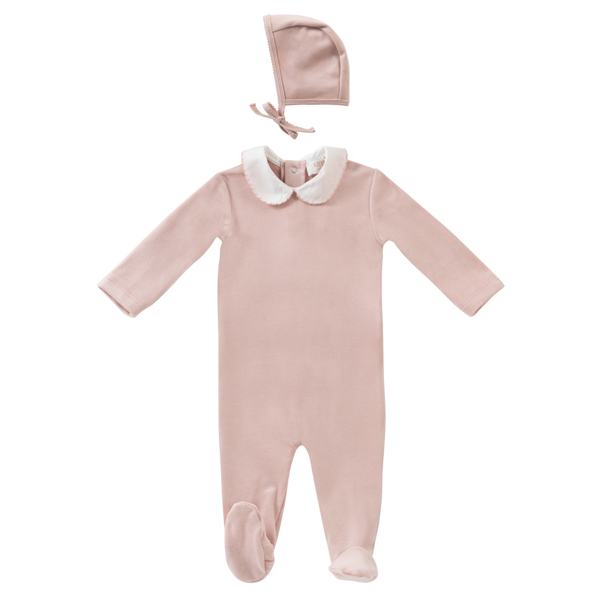 Kipp Embroidered Romper and Hat Set - Pink Kipp Embroidered Romper and Hat Set - Pink