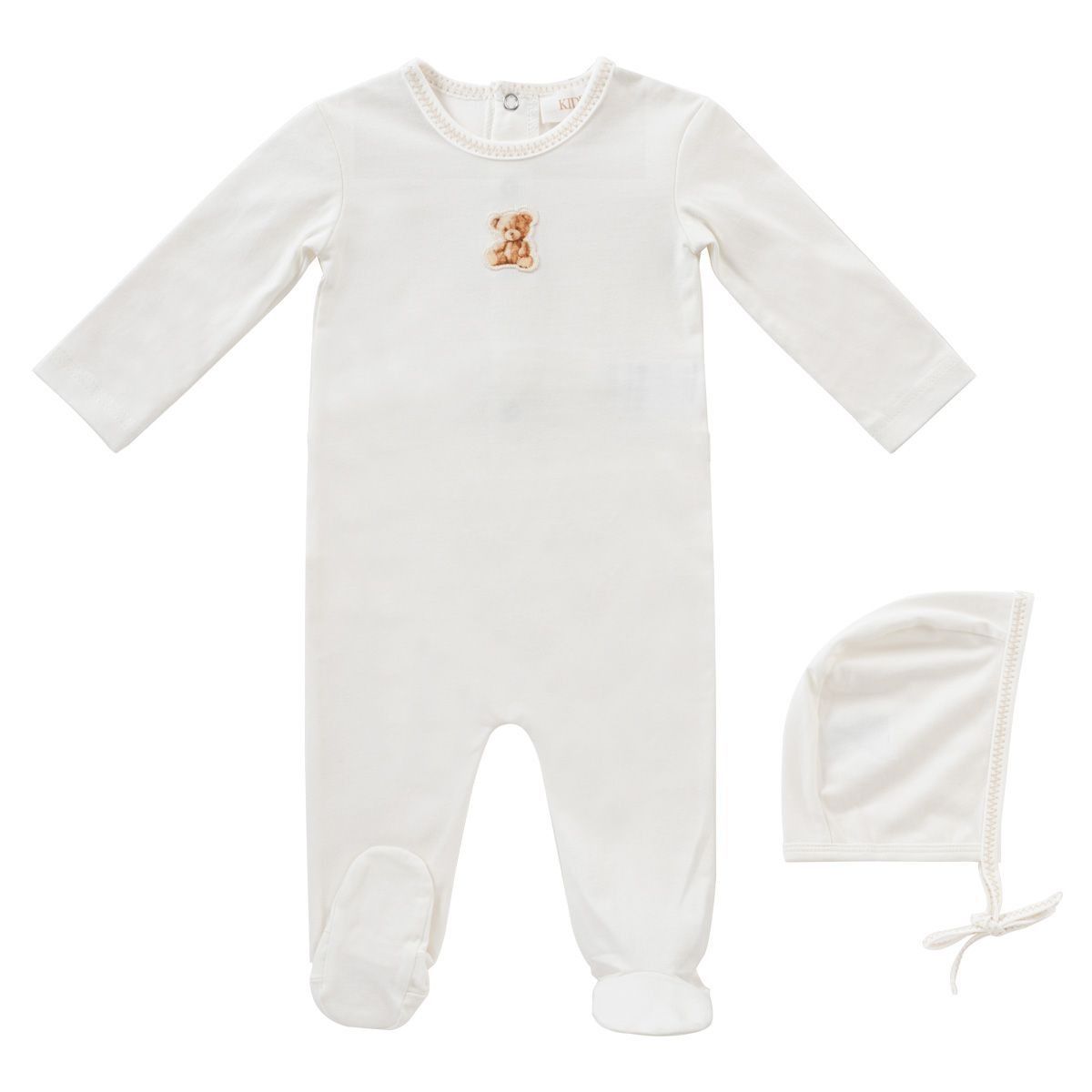 Kipp Edge Stitch Romper & Bonnet Set - Navy Kipp Edge Stitch Romper & Bonnet Set - Navy