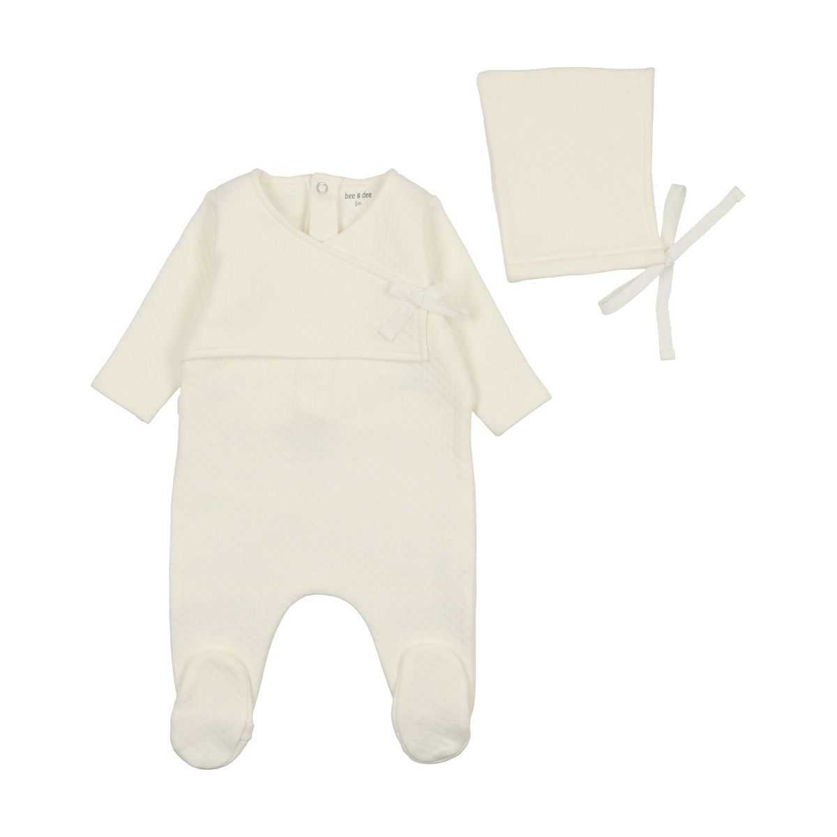 Bee & Dee Textured Pointelle Footie with Beanie - Rose Dust Bee & Dee Textured Pointelle Footie with Beanie - Rose Dust