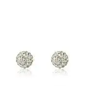 LMTS 14K Gold Plated Clear Crystal Ball Stud Earring/Brass