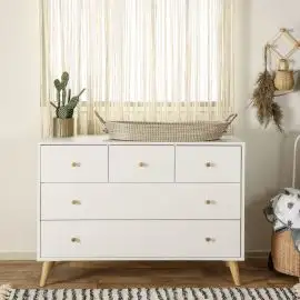Dadada Austin 5-drawer dresser, white + natura