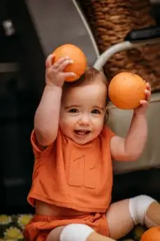 RetroKid Embossed Terry Baby Crop Top and Bloomer Set Bright Orange