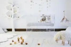 Nursery Works Vetro Mini Crib with Pure Core Mini Crib Mattress in Clear Acrylic