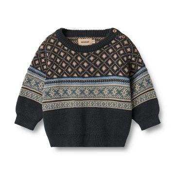 Wheat Jaquard Pullover Julius Navy
