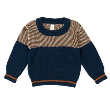 Tun Tun Aiden Sweater Navy & tobacco & nat 