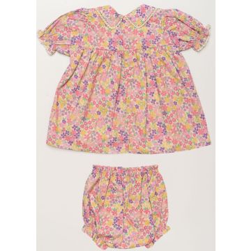 Early Sunday Sofia Baby Dress and Bloomer Emma Floral Purple
