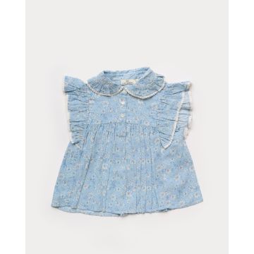 Early Sunday Charlie Blouse Tonal Floral Blue