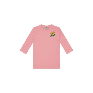 The Campamento Flower Embroidery 3/4 Pink T-shirt